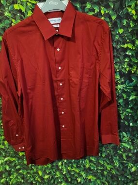 Men’s Button-Down Dress Shirt in Deep Red by Christian Aujard